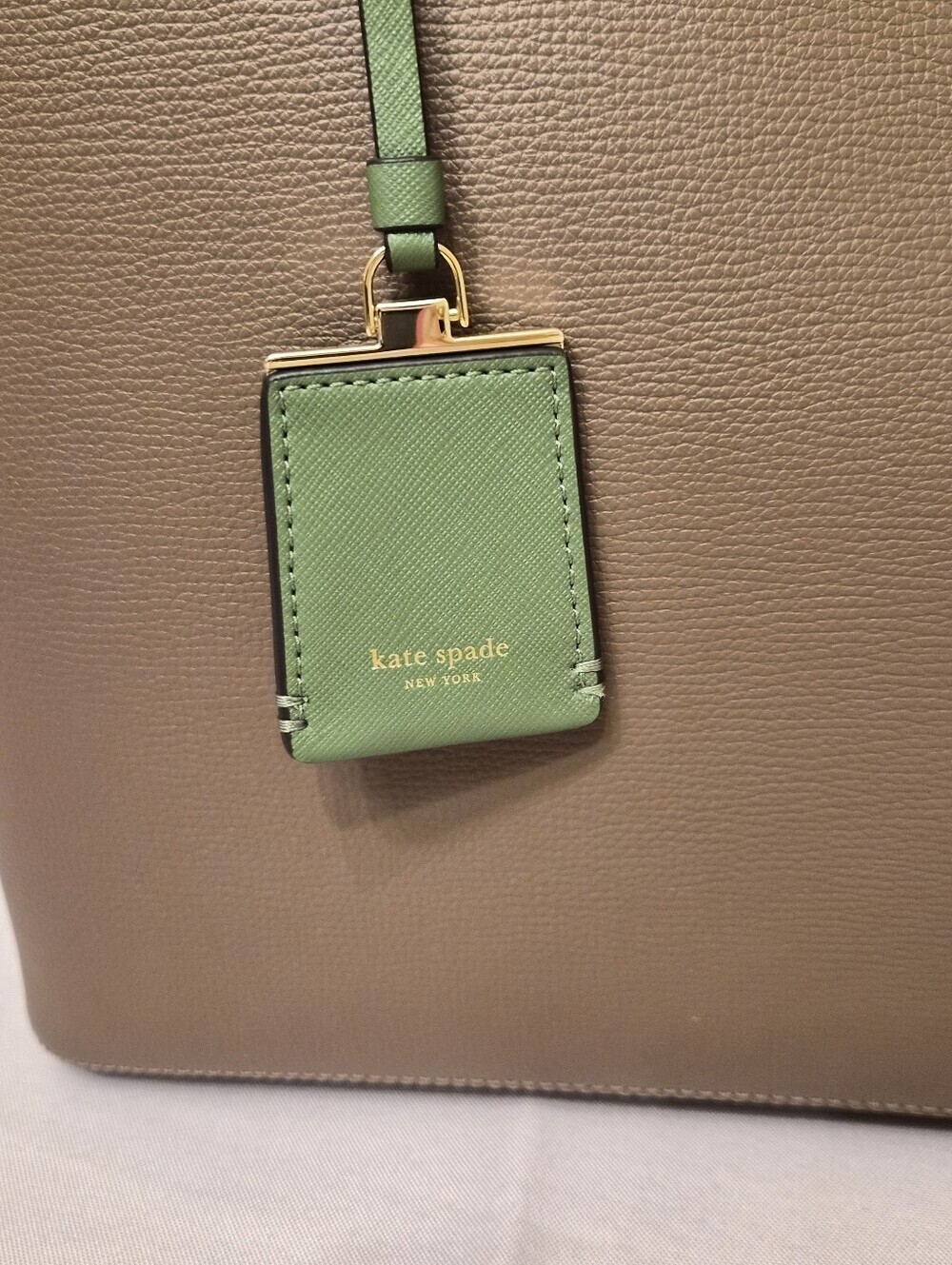 Kate Spade New York All Day Large Leather Tote | Taupe & Sage Green - Picture 6 of 12